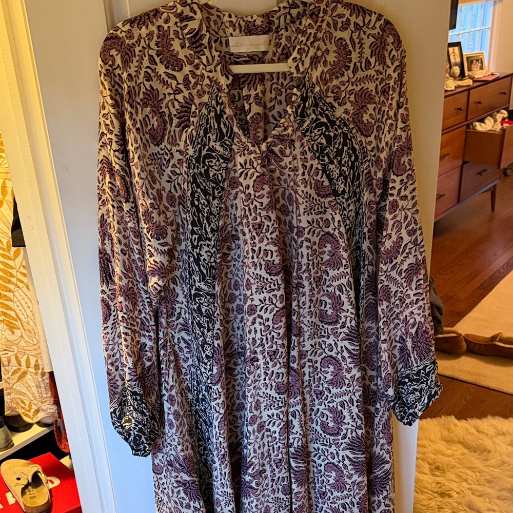 Elegant Purple and Black Floral Dress